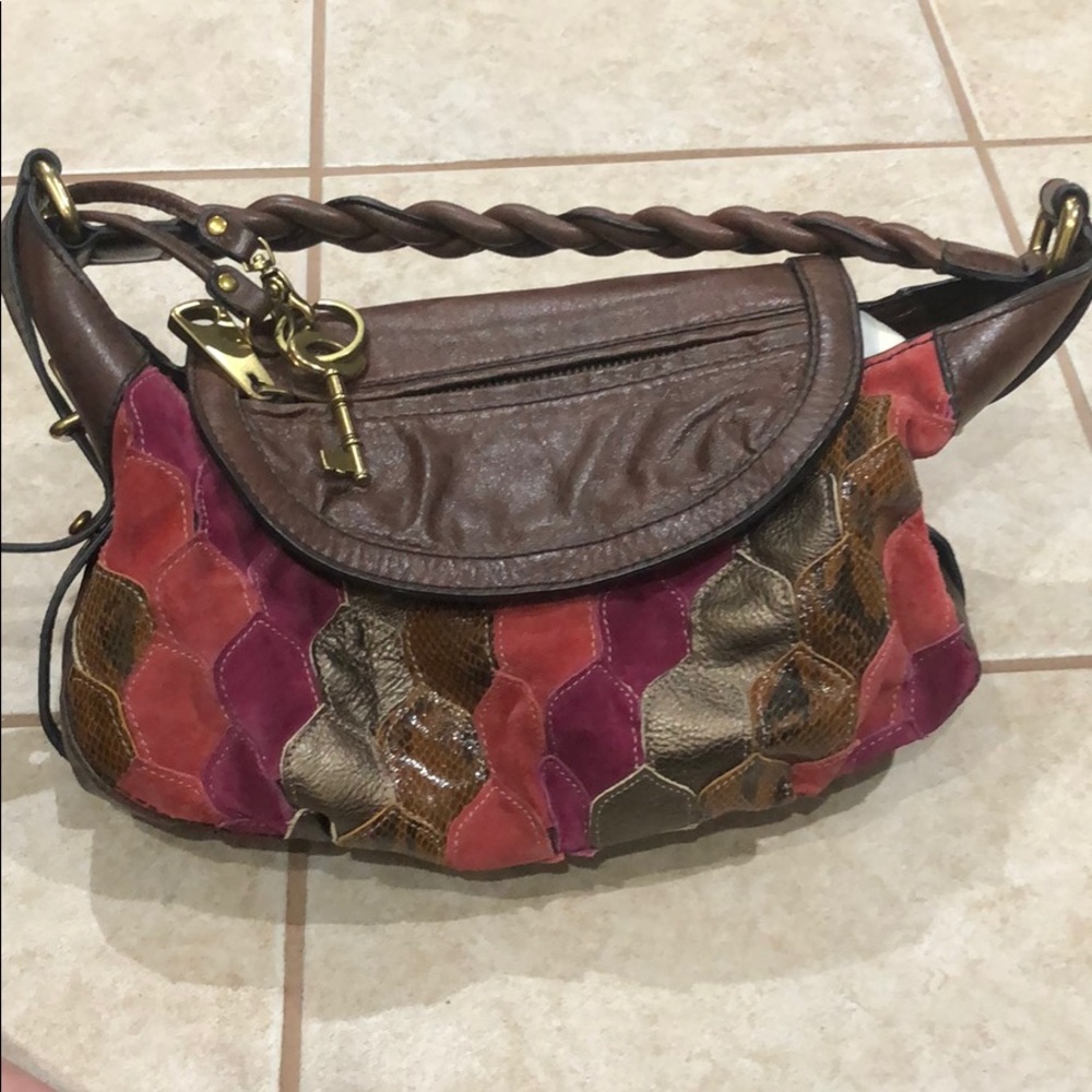 Fossil purse, suede & snake skin